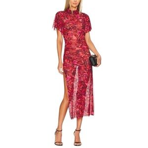 MISA LOS ANGELES x REVOLVE Roberta Dress in Sheer Crimson Geo